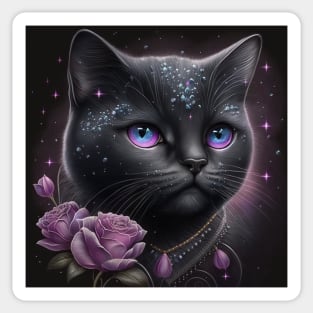 Glimmering Black British Shorthair Cat Sticker